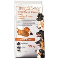 Trockenfutter TropiDog Premium Adult Medium & Large Breeds - with Duck & Rice